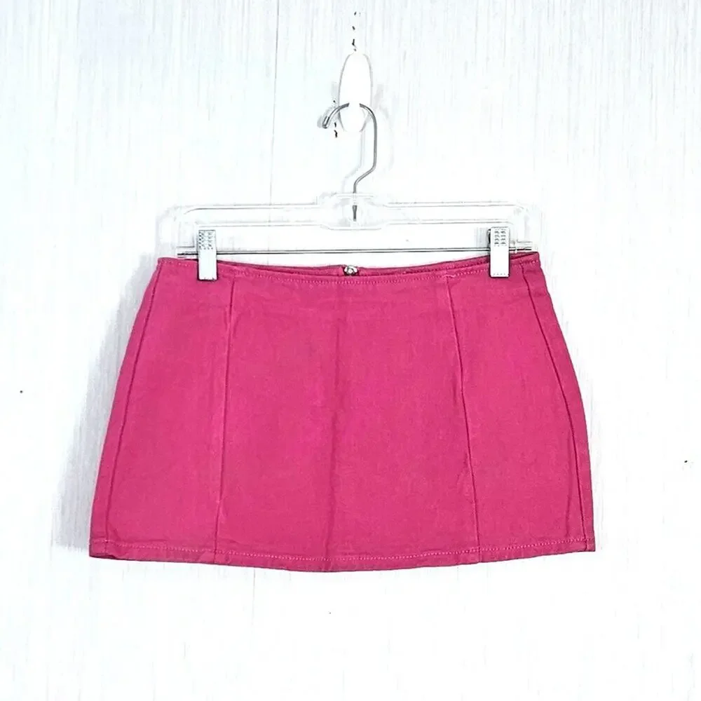 PLT PrettyLittleThing Pink Micro Mini Denim Skirt - US sz 4 - NWT
